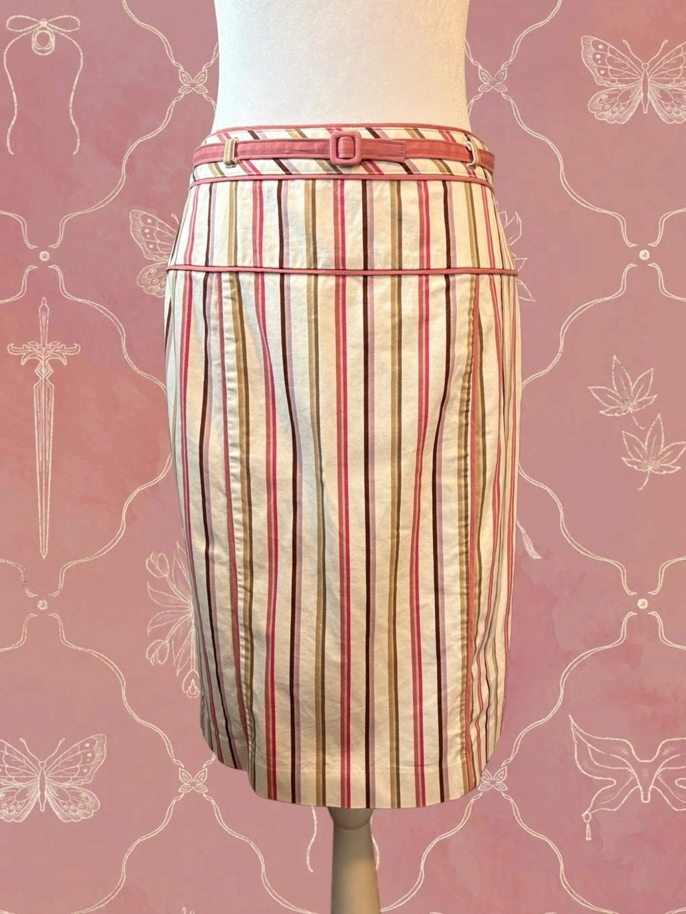 Striped Candy Colored Midi Skirt